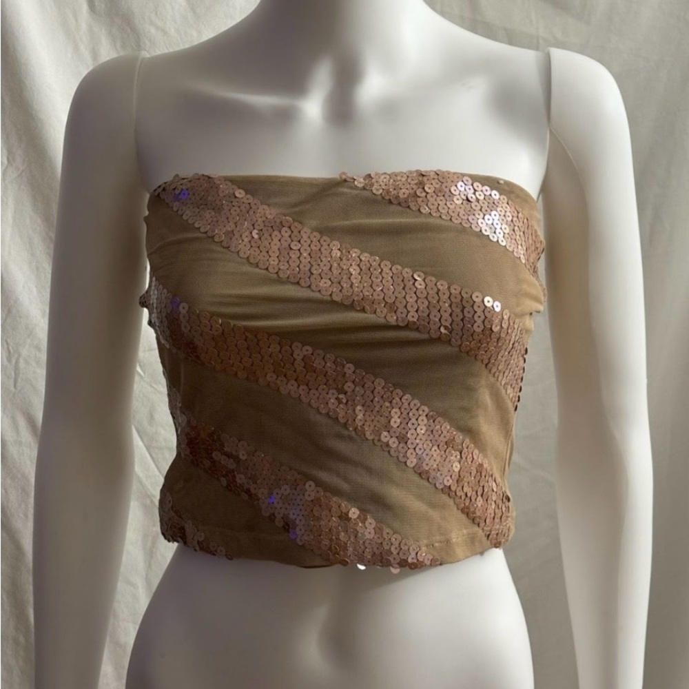 Heart Moon Star Beige and Pink Sequin Bandeau